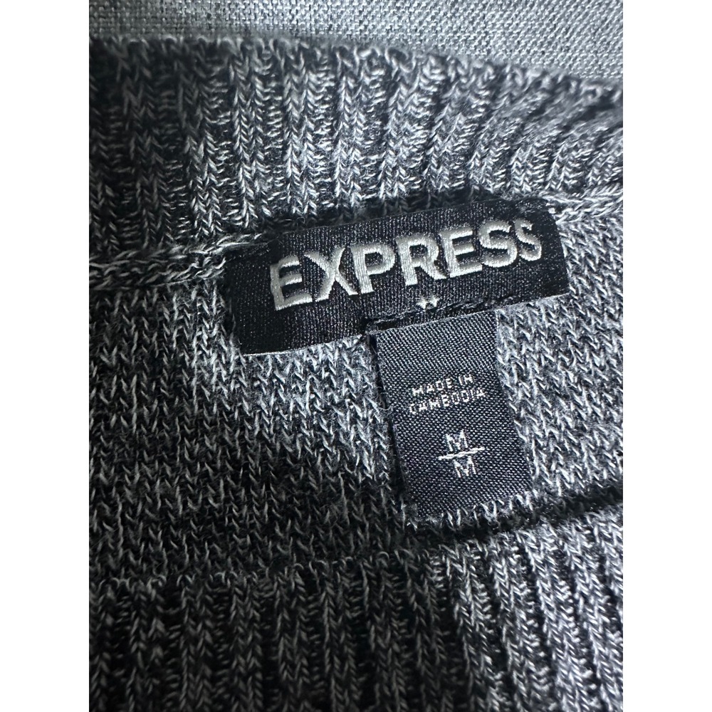 Express Womens Marled Grey Crew Neck Pullover Sweater Size M Cotton Blend - Picture 3 of 4